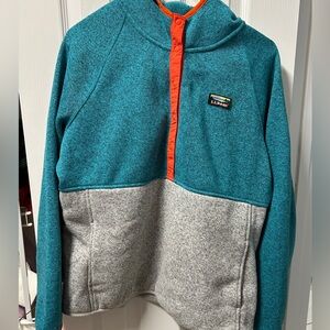 LL Bean Sweater Fleece Hooded Pullover SZ L